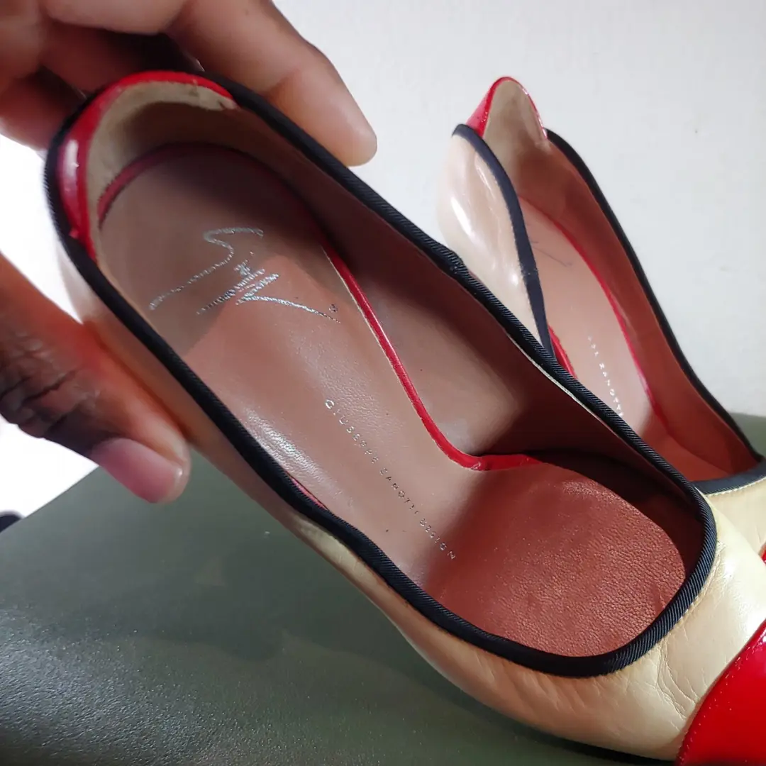 GIUSEPPE ZANOTTI 双色高跟鞋 米色 红色 尺寸 6.5-