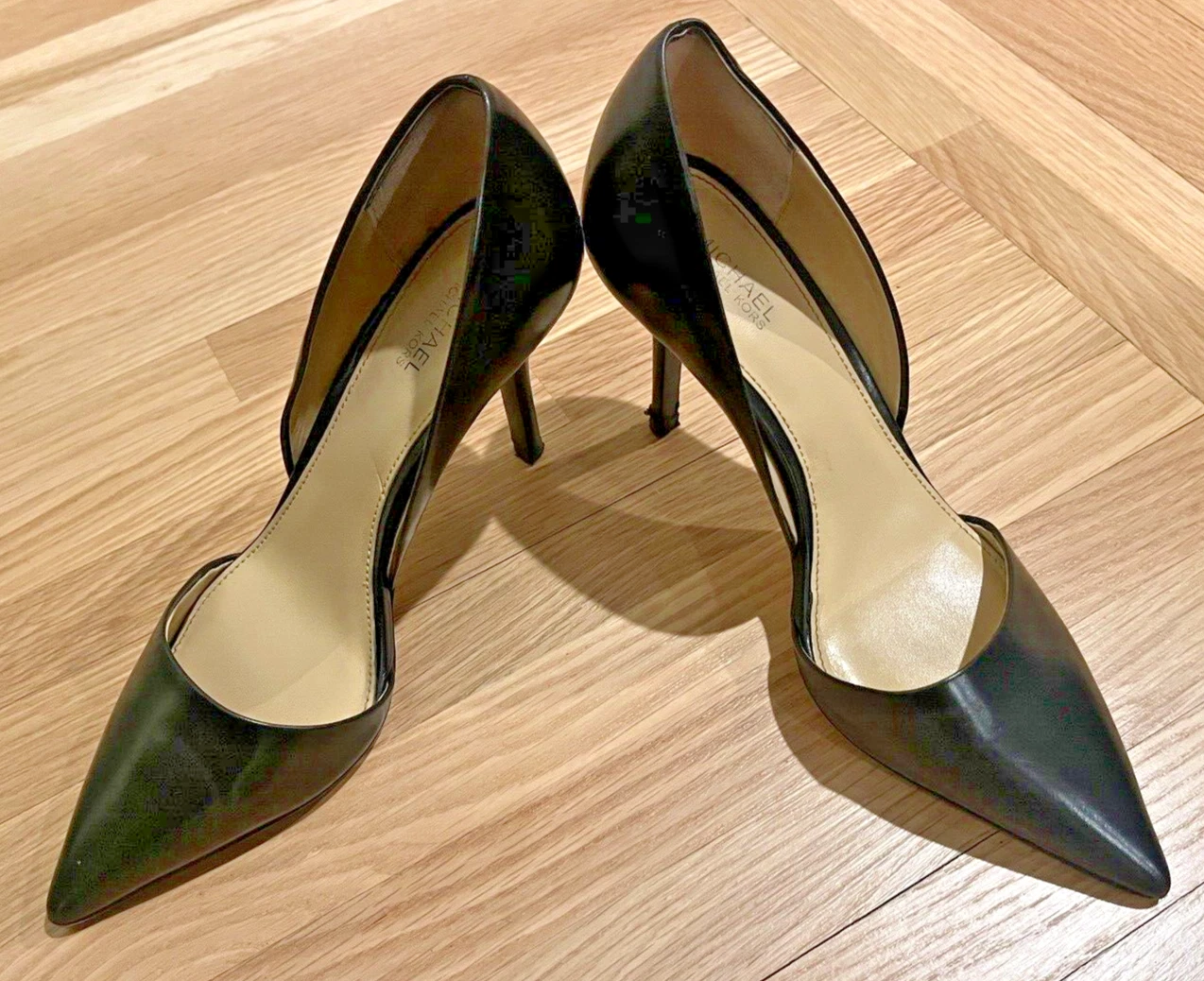 Michael Kors 鞋 PUMP 3.75 英寸高跟鞋黑色皮革 6.5 码-