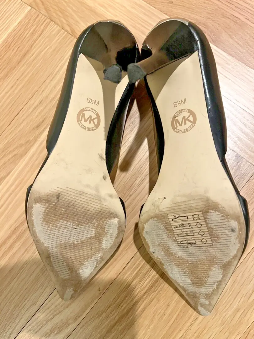 Michael Kors 鞋 PUMP 3.75 英寸高跟鞋黑色皮革 6.5 码-
