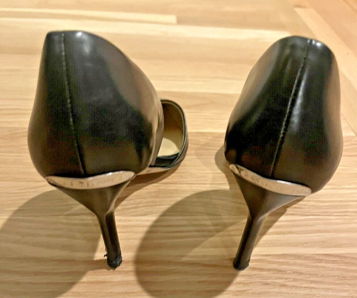 Michael Kors 鞋 PUMP 3.75 英寸高跟鞋黑色皮革 6.5 码-