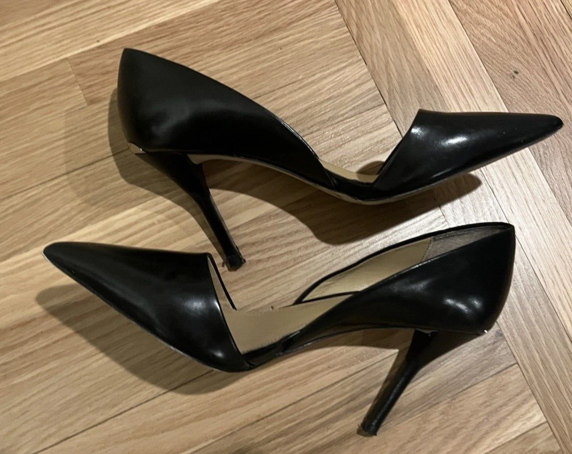 Michael Kors 鞋 PUMP 3.75 英寸高跟鞋黑色皮革 6.5 码-