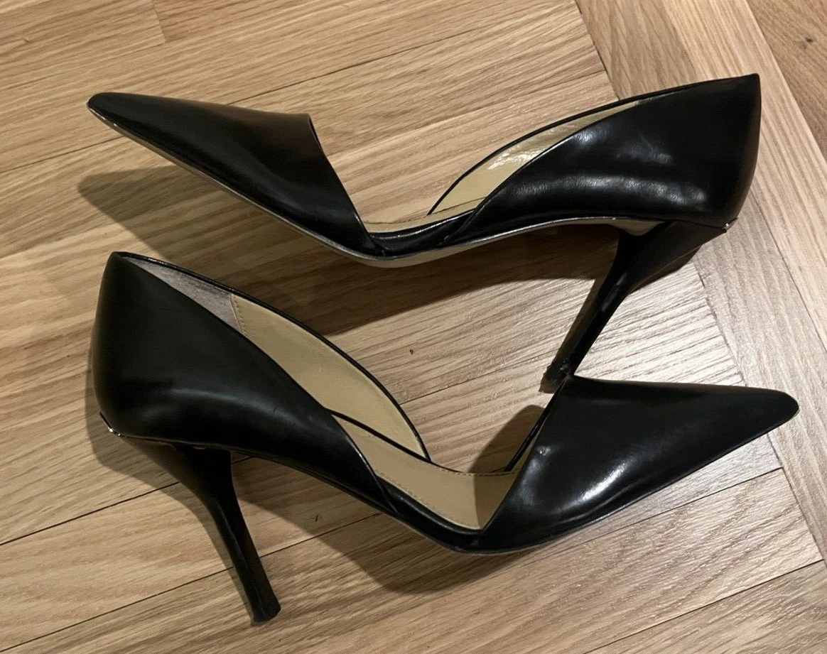 Michael Kors 鞋 PUMP 3.75 英寸高跟鞋黑色皮革 6.5 码-