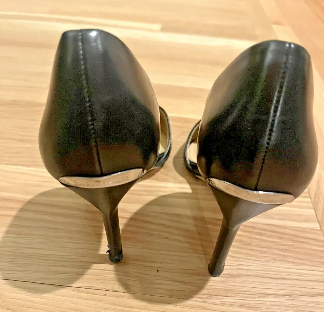 Michael Kors 鞋 PUMP 3.75 英寸高跟鞋黑色皮革 6.5 码-