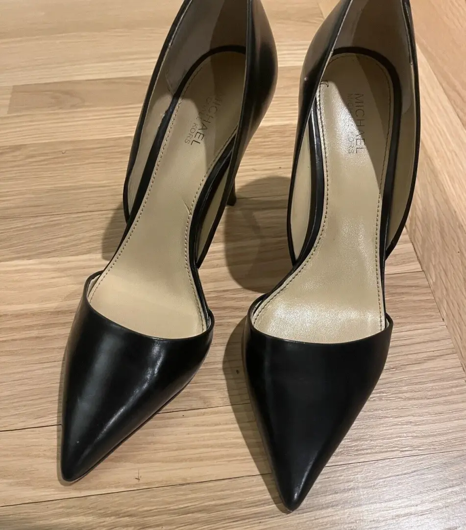 Michael Kors 鞋 PUMP 3.75 英寸高跟鞋黑色皮革 6.5 码-
