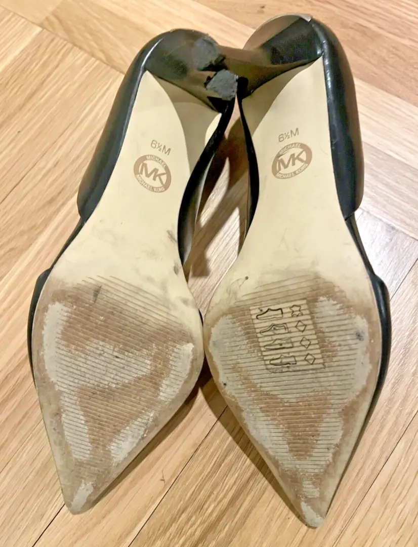 Michael Kors 鞋 PUMP 3.75 英寸高跟鞋黑色皮革 6.5 码-