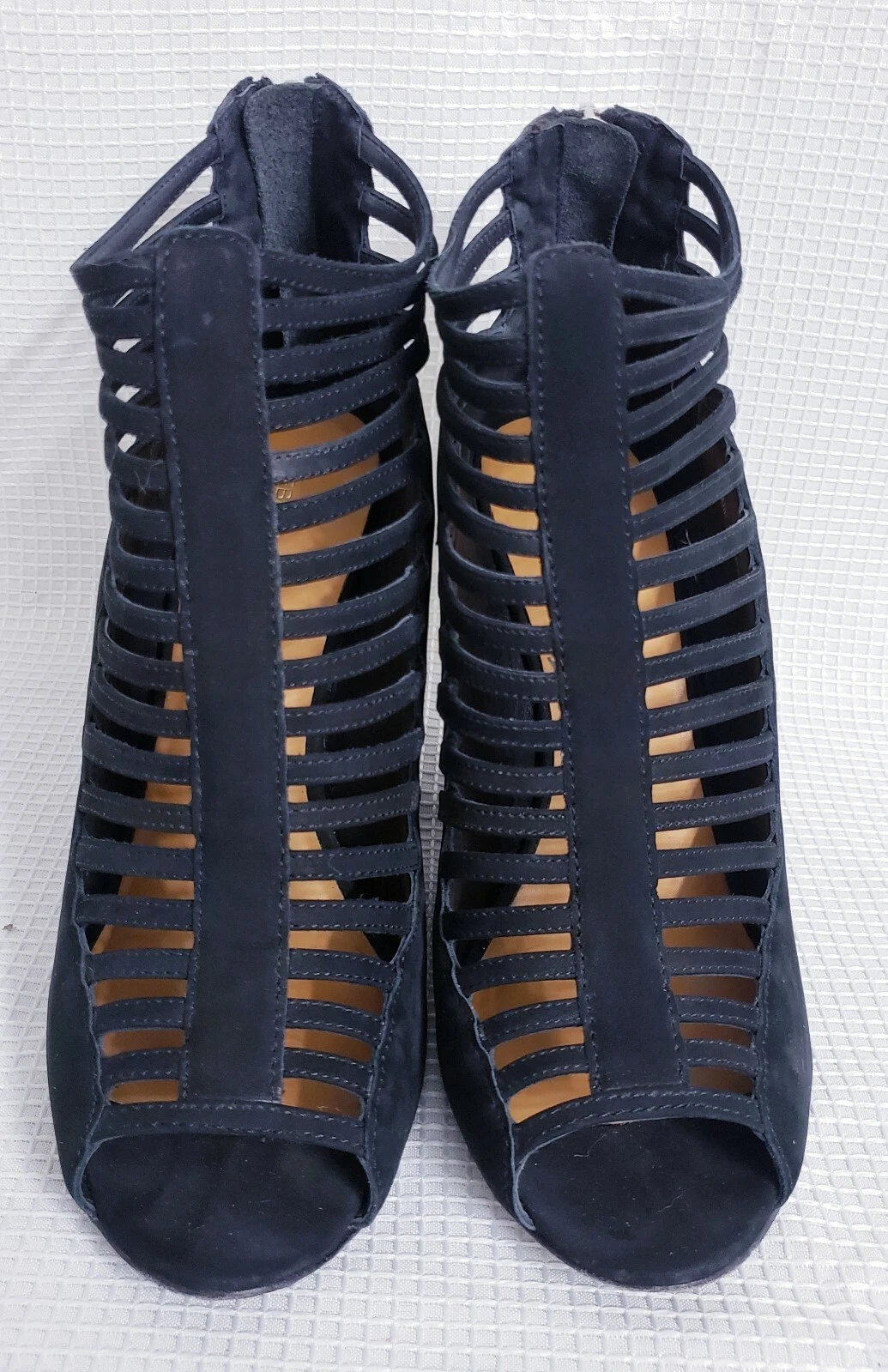 Rebecca Minkoff 女式悉尼踝高黑色麂皮绒皮革高跟鞋 9.5 M 码-