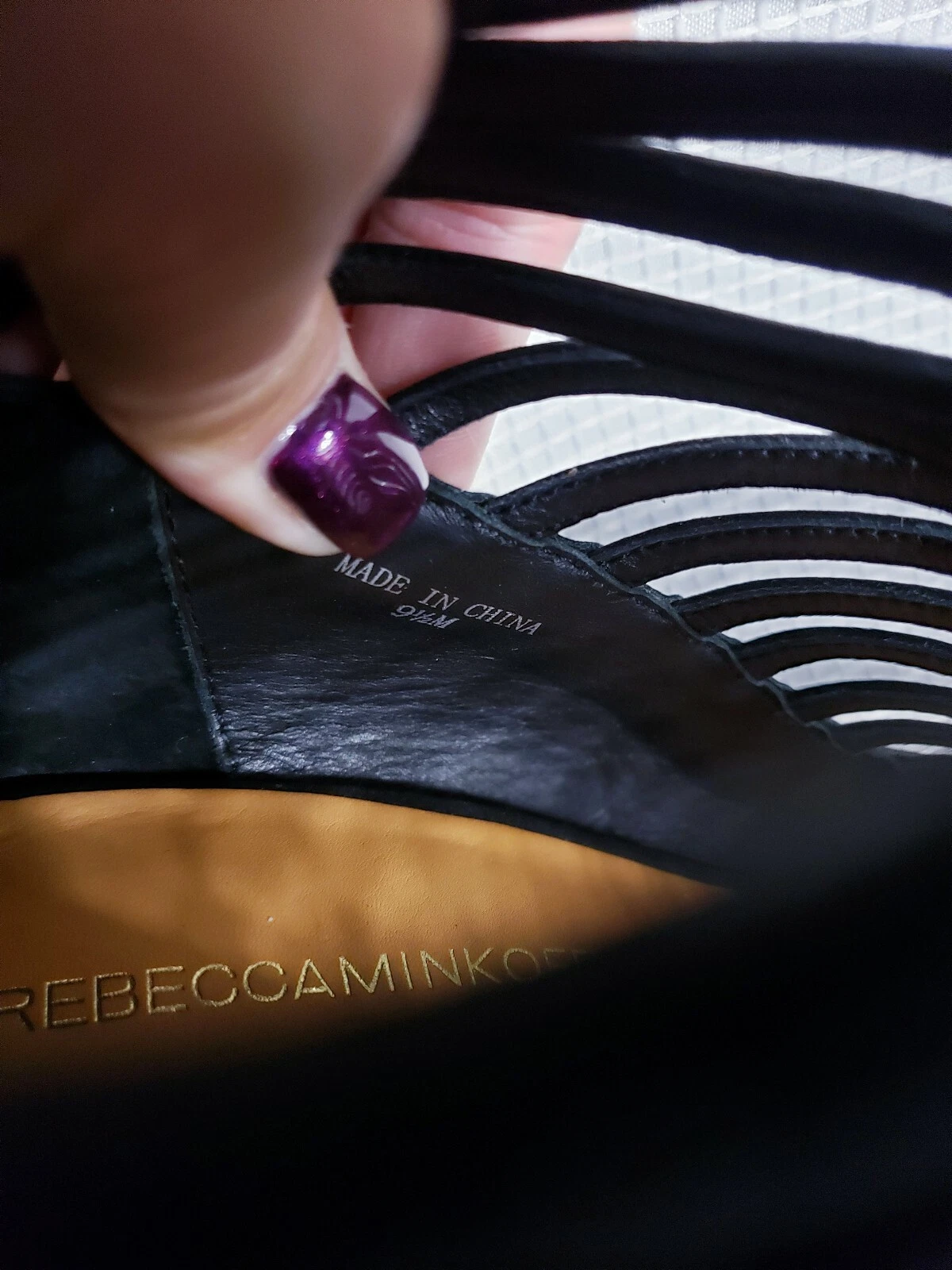 Rebecca Minkoff 女式悉尼踝高黑色麂皮绒皮革高跟鞋 9.5 M 码-