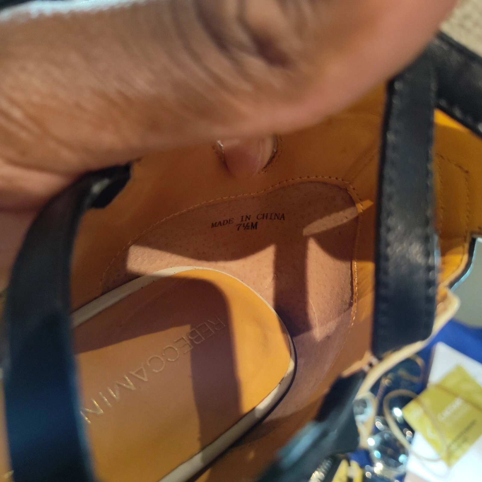 Rebecca Minkoff RAZ 踝带高跟鞋连衣裙浅口鞋 7.5 M 码 米色 黑色 -