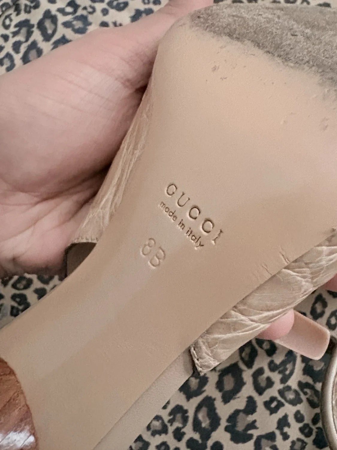 复古古驰竹制露背凉鞋 -