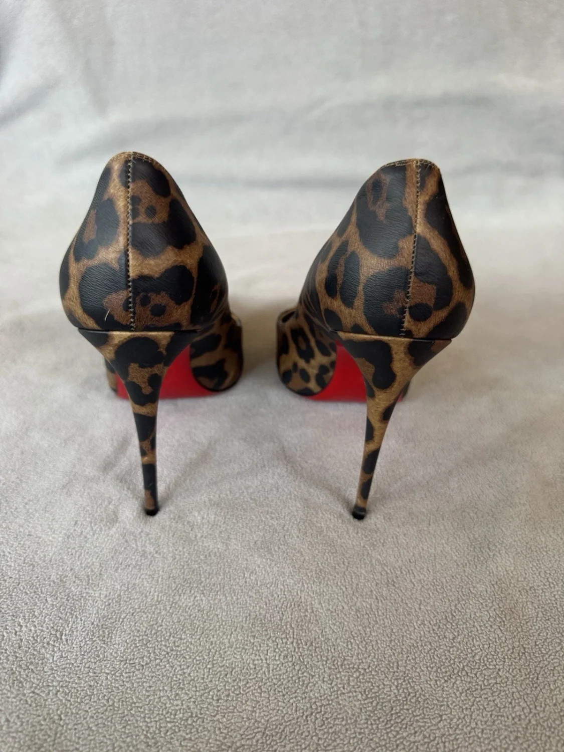 Christian Louboutin 棕色皮革动物印花尖头懒人鞋 10.5-