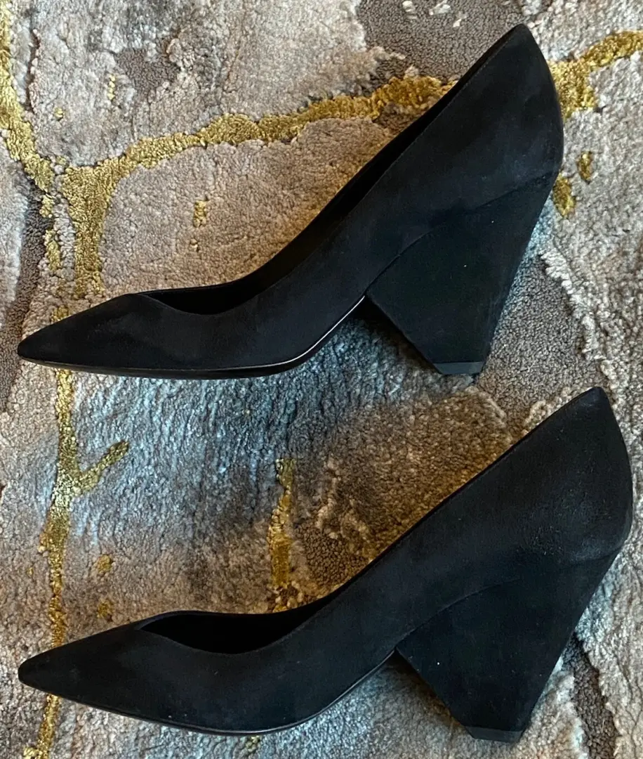 SAINT LAURENT⚡️2017 "Niki" 85 毫米锥形高跟鞋绒面革浅口鞋 36EU/6US 码 -