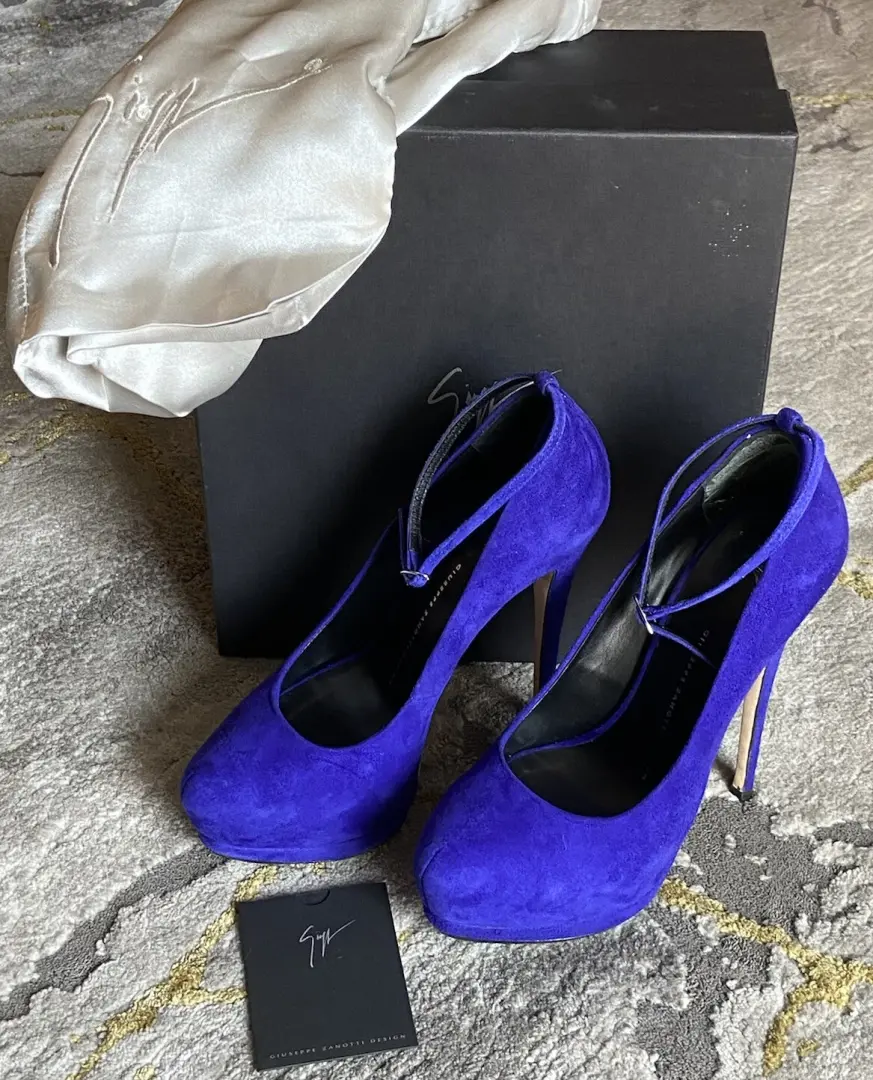 GIUSEPPE ZANOTTI⚡️Ankle 带绒面革双平台细高跟鞋 IOB 38EU/8US-