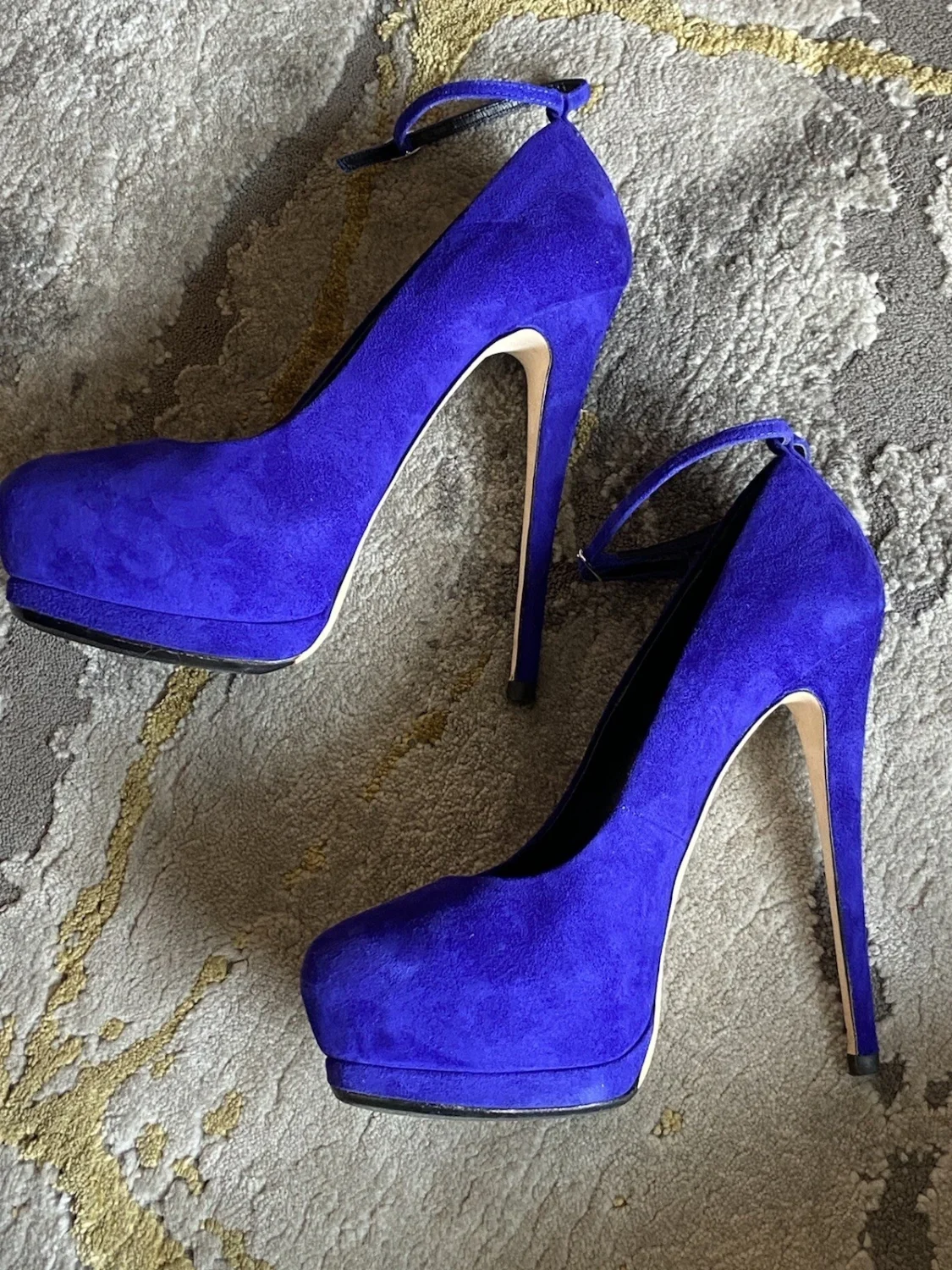 GIUSEPPE ZANOTTI⚡️Ankle 带绒面革双平台细高跟鞋 IOB 38EU/8US-