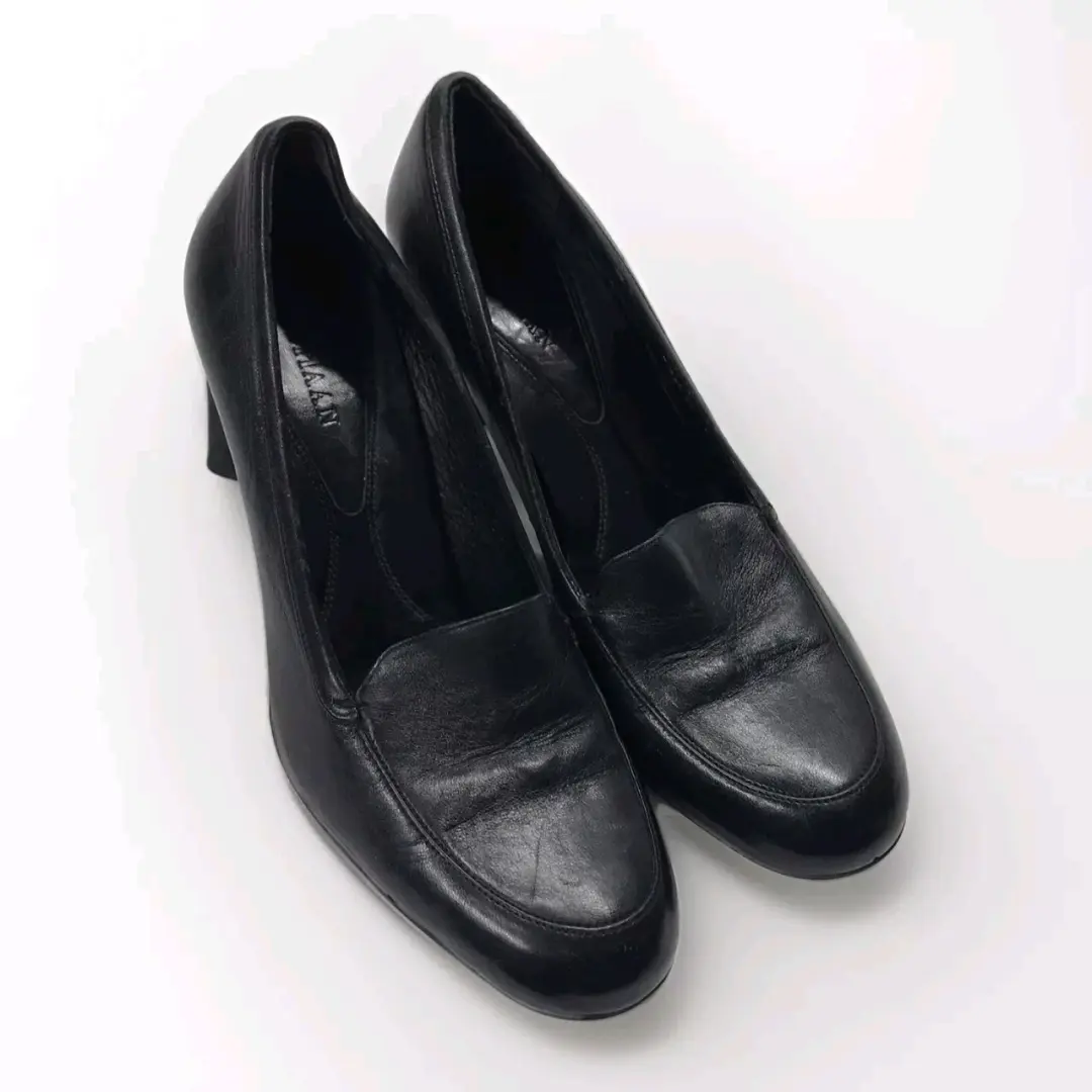 Cole Haan 女鞋 7.5 Aa 窄一脚蹬黑色皮革方跟巴西-