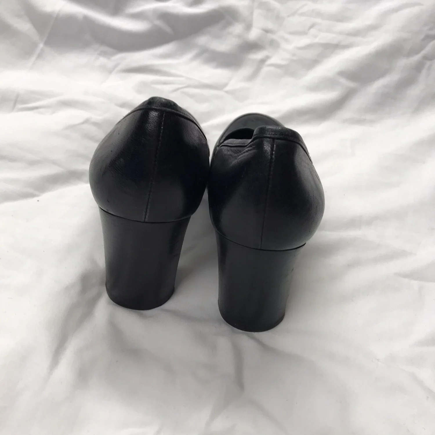 Cole Haan 女鞋 7.5 Aa 窄一脚蹬黑色皮革方跟巴西-