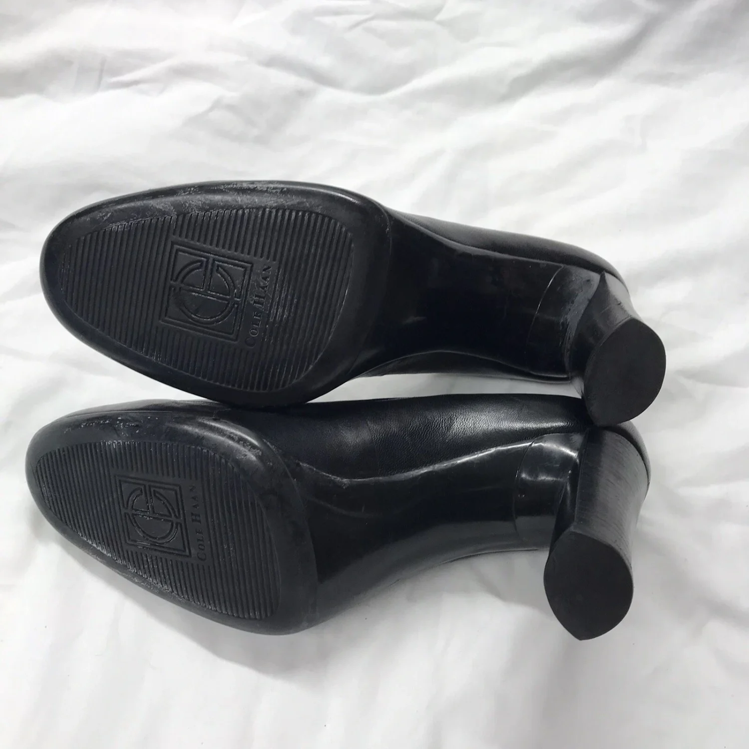 Cole Haan 女鞋 7.5 Aa 窄一脚蹬黑色皮革方跟巴西-