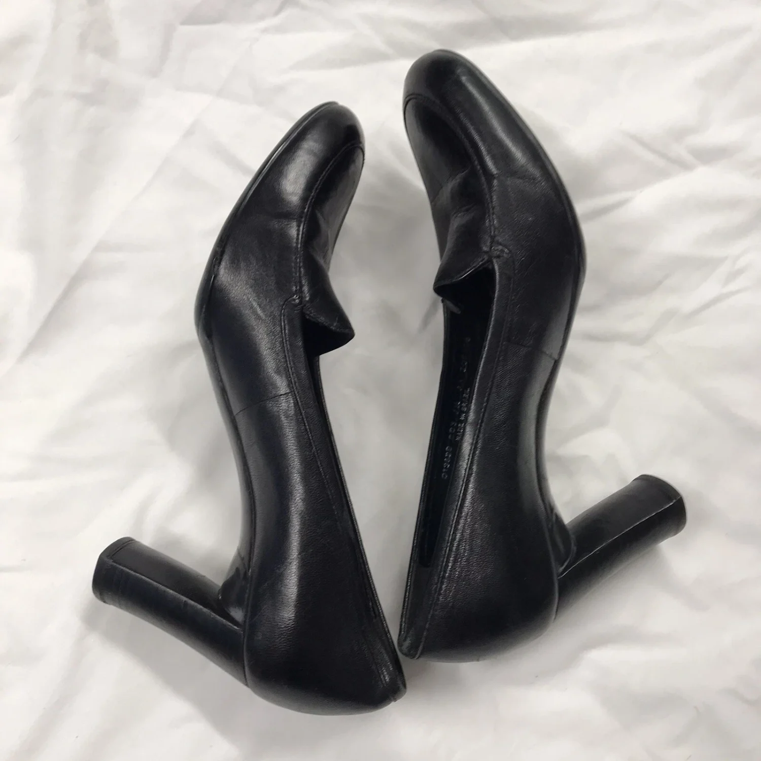Cole Haan 女鞋 7.5 Aa 窄一脚蹬黑色皮革方跟巴西-