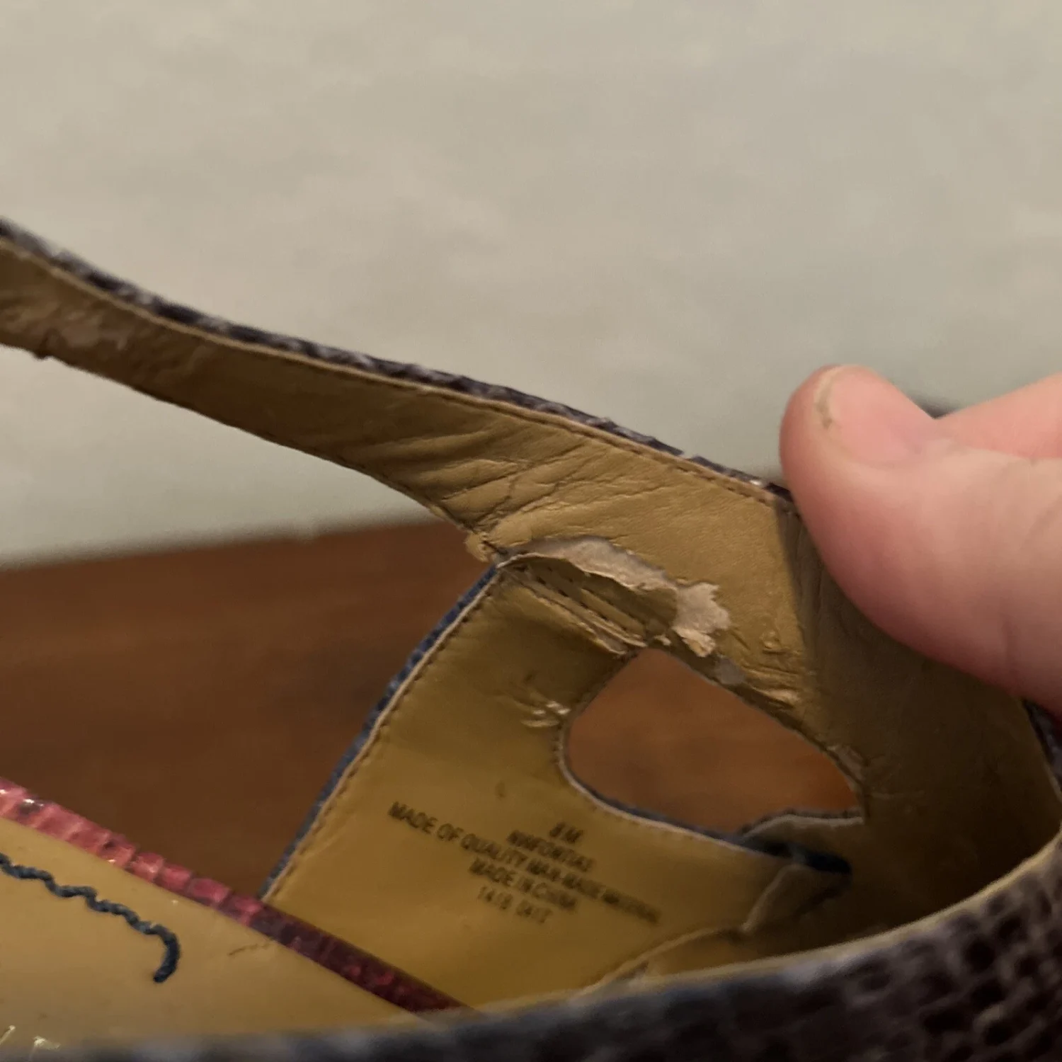 Nine West 凉鞋厚底高跟鞋 8 码人造蛇皮粉色灰色蓝色正装-