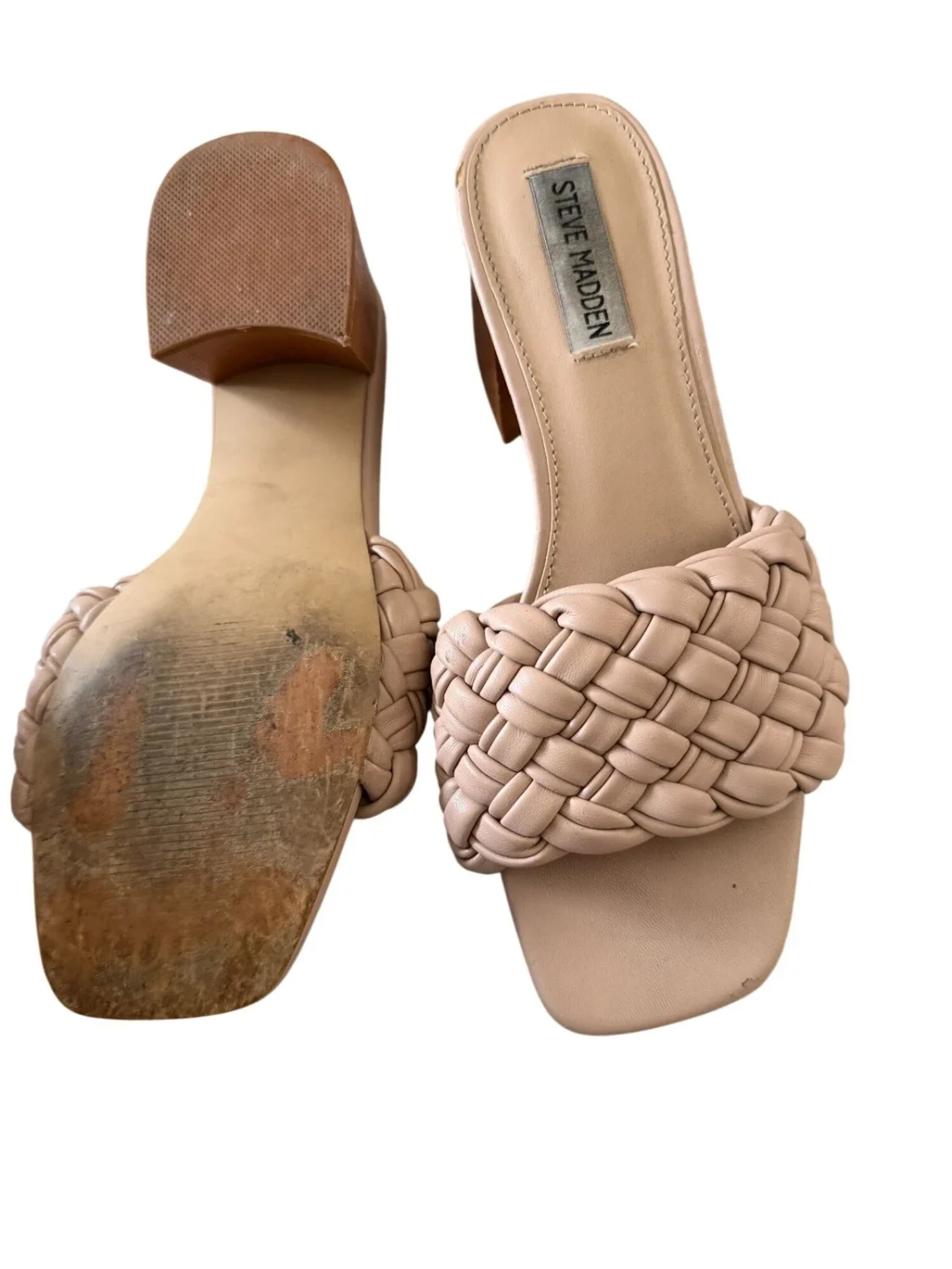 STEVE MADDEN 米色编织凉鞋高跟鞋 7.5-