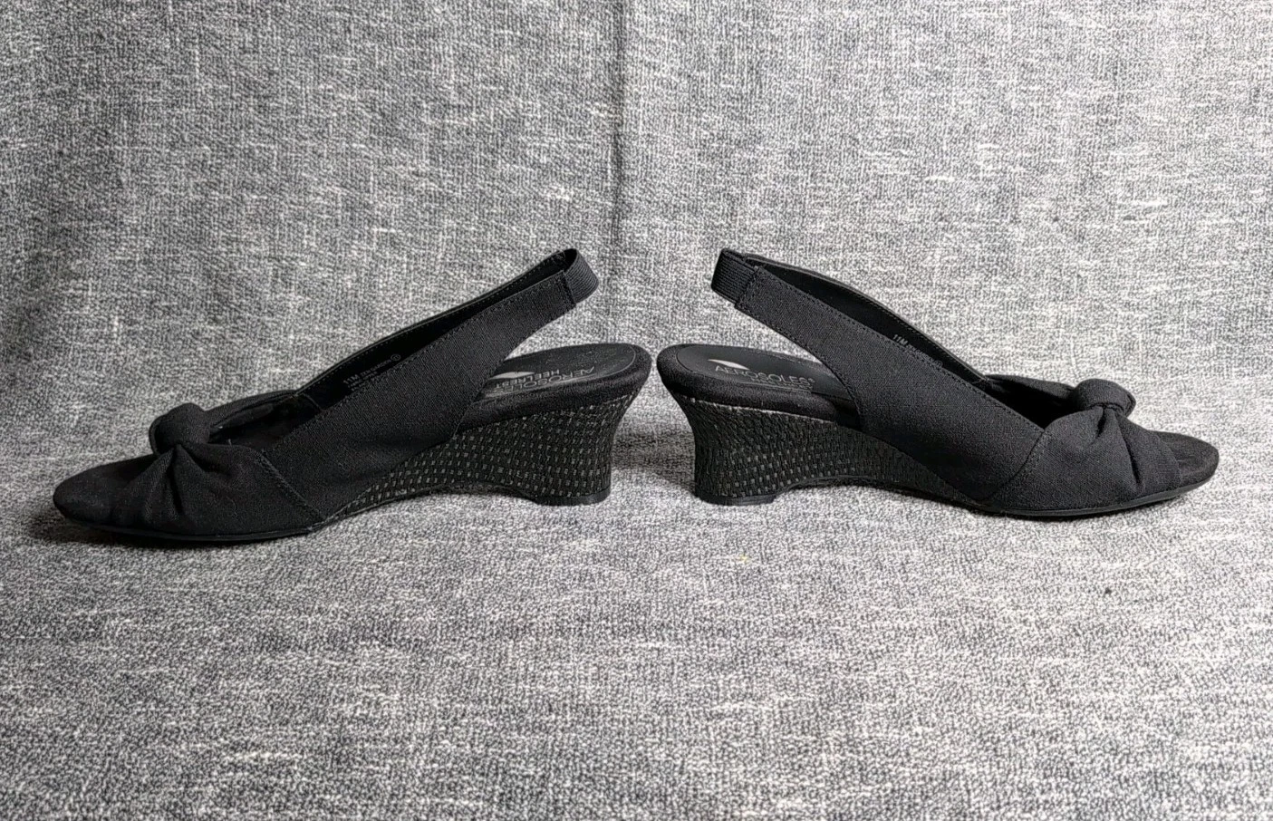 Aerosoles Heelrest 女式 11 M 露趾蝴蝶结露背被子楔形黑色禅宗-