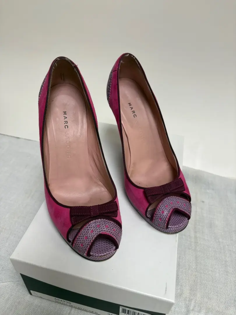 Marc Jacobs 粉色麂皮绒/紫色皮革高跟鞋(36.5 码)6.5 美国-
