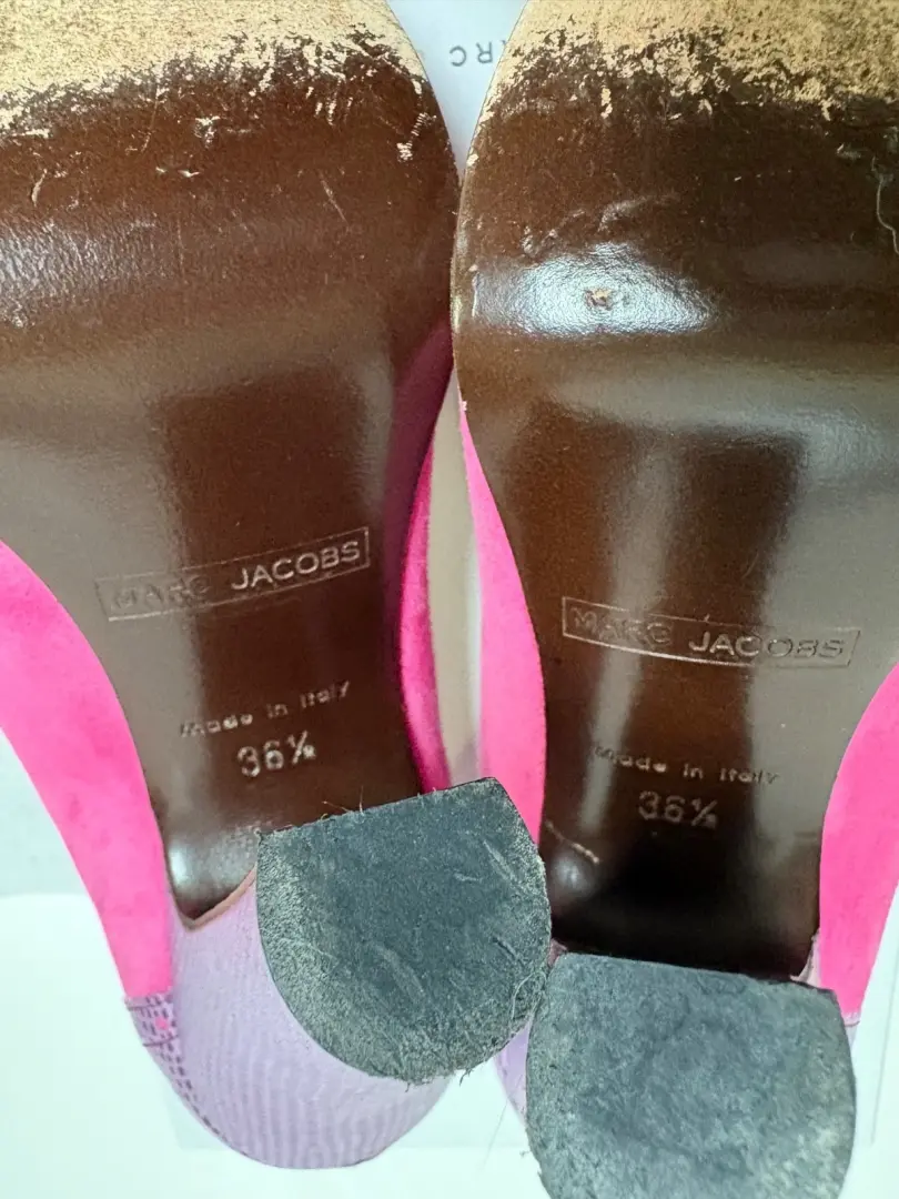 Marc Jacobs 粉色麂皮绒/紫色皮革高跟鞋(36.5 码)6.5 美国-