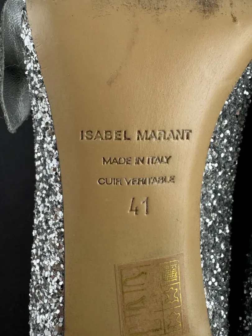 Isabel Marant Poetty 银色闪光泵 尺寸 IT 41。 美国 10 码-