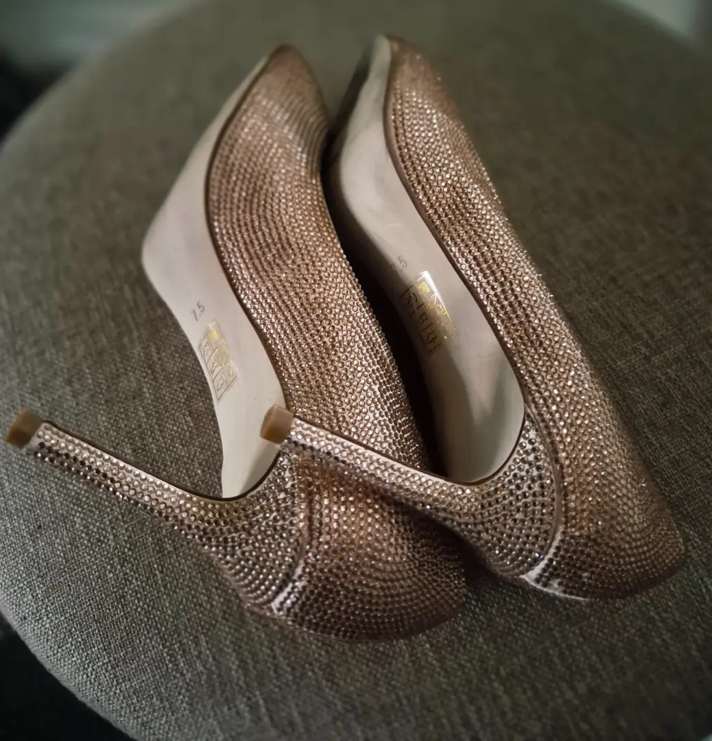 Jeffrey Campbell 装饰玫瑰金细高跟鞋 - 7.5 码-