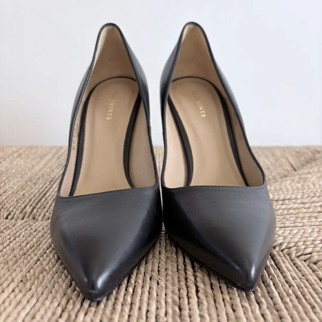 AllSaints Nova Court 尖头高跟鞋皮革高跟鞋黑色 EU 36 / US 6-