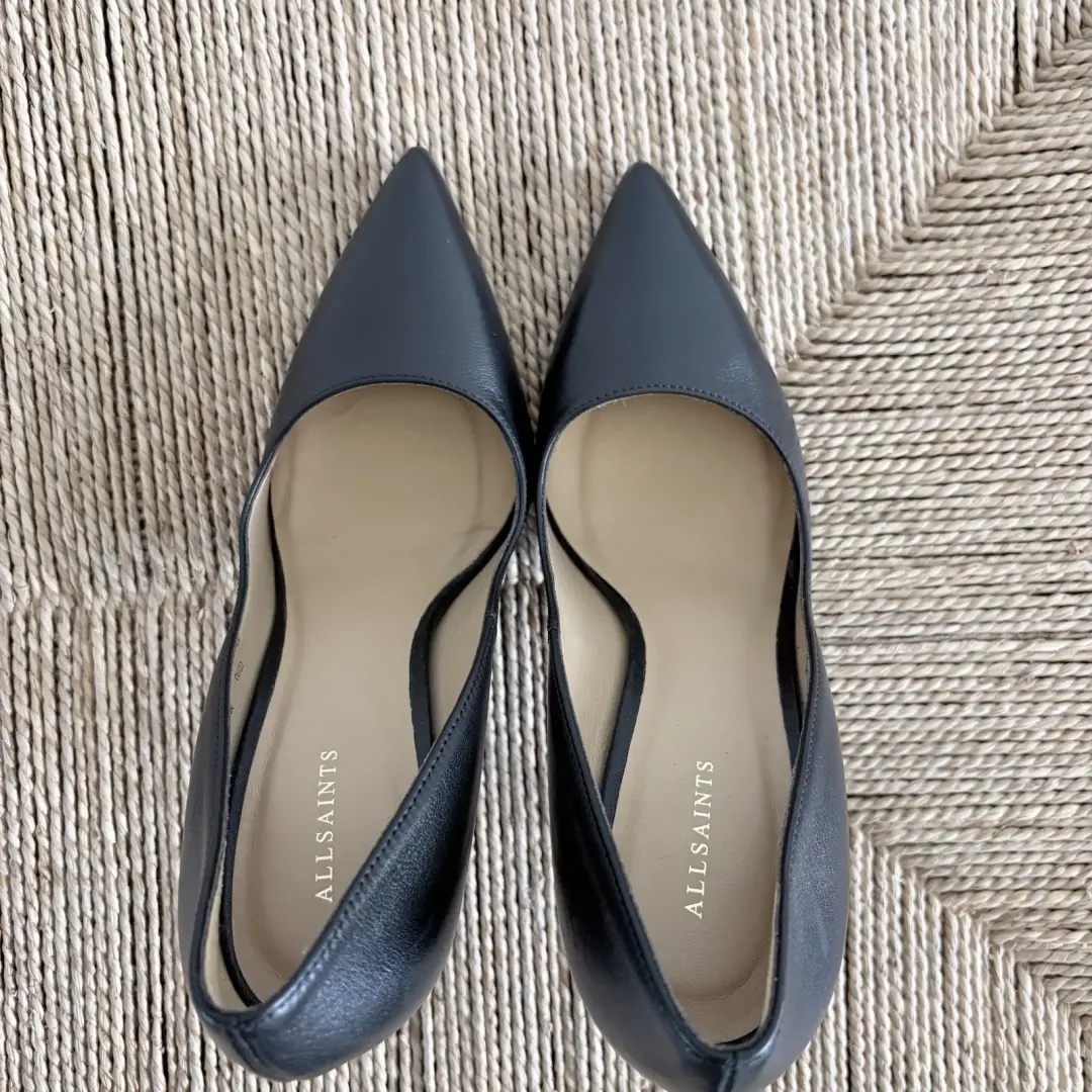 AllSaints Nova Court 尖头高跟鞋皮革高跟鞋黑色 EU 36 / US 6-