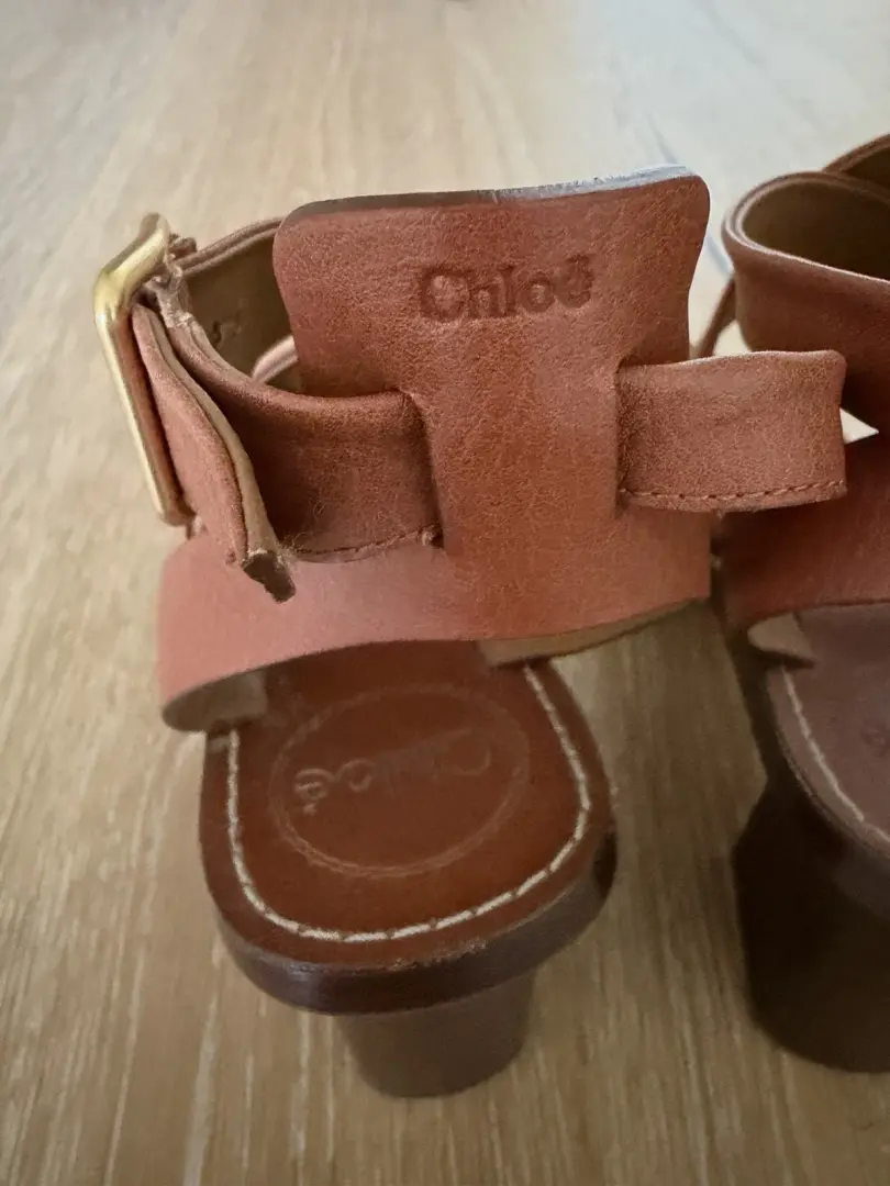 Chloe Virginia 皮革高跟鞋栗色棕色 38 码-