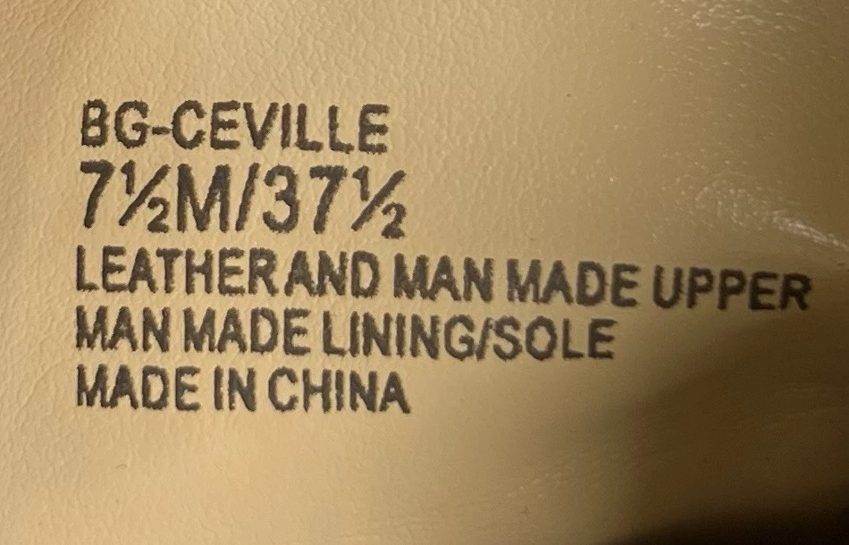 BCBGeneration 鞋 Ceville 细高跟鞋棕褐色皮革短靴露趾花边 7.5-