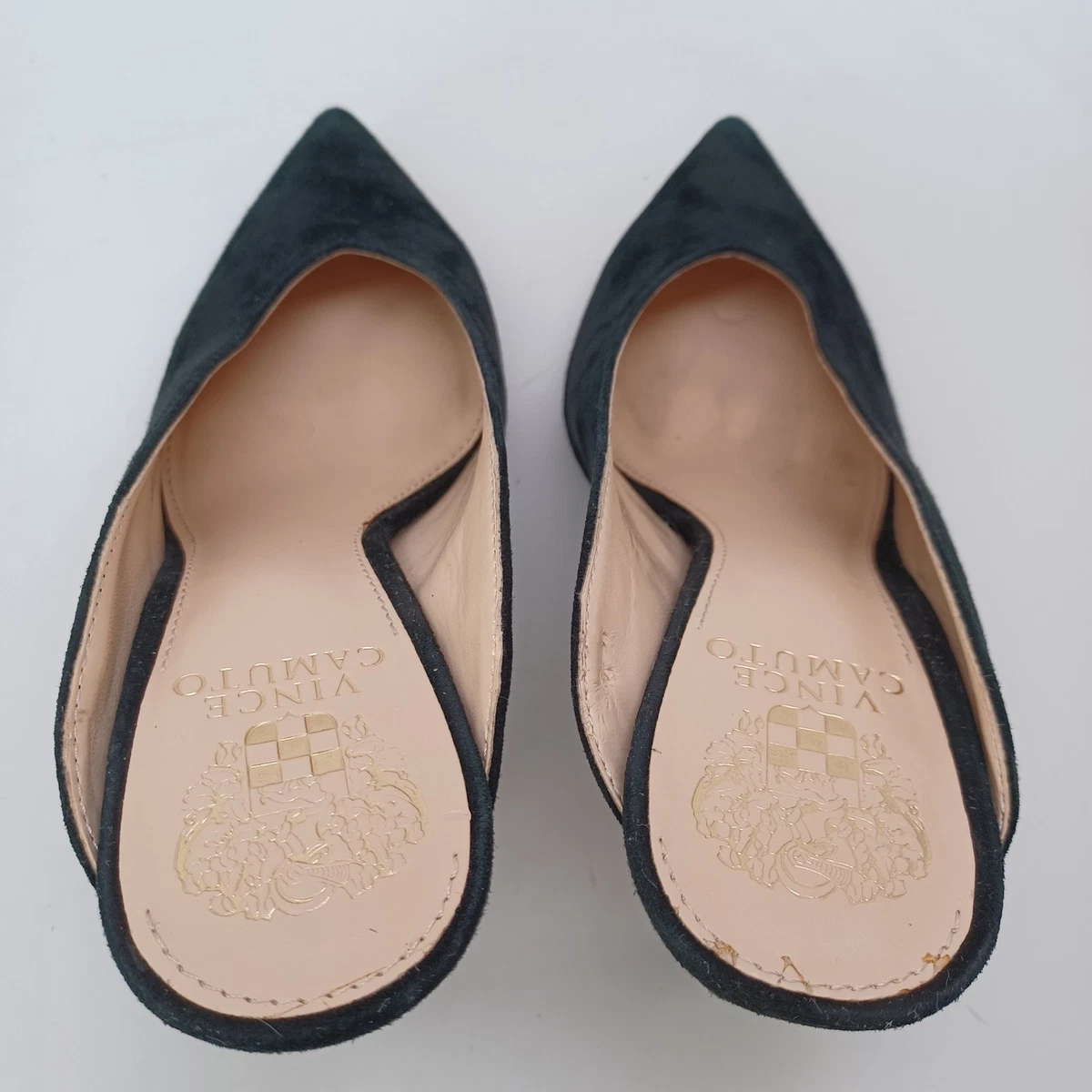 Vince Camuto 麂皮穆勒鞋女式 US 7.5 黑色一脚蹬精致高跟鞋-