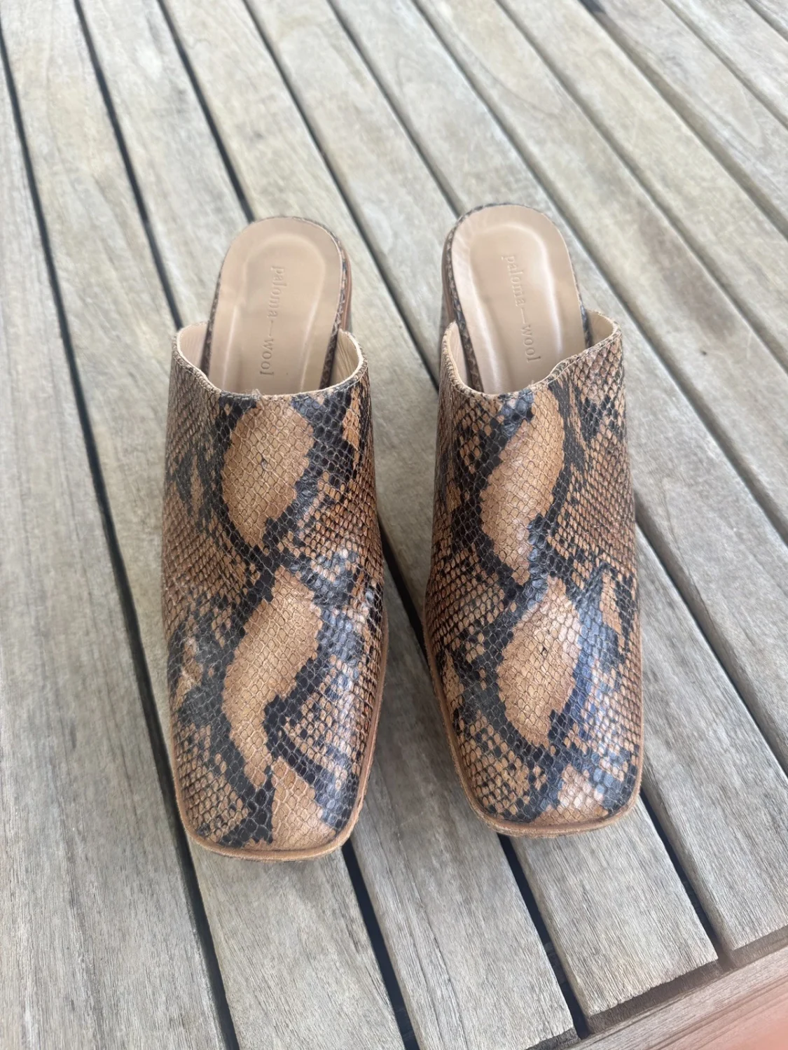 Paloma Wool Mules 39 Snakeskin boots heels chunky