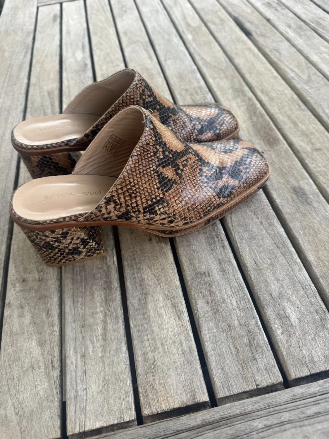 Paloma Wool Mules 39 Snakeskin boots heels chunky