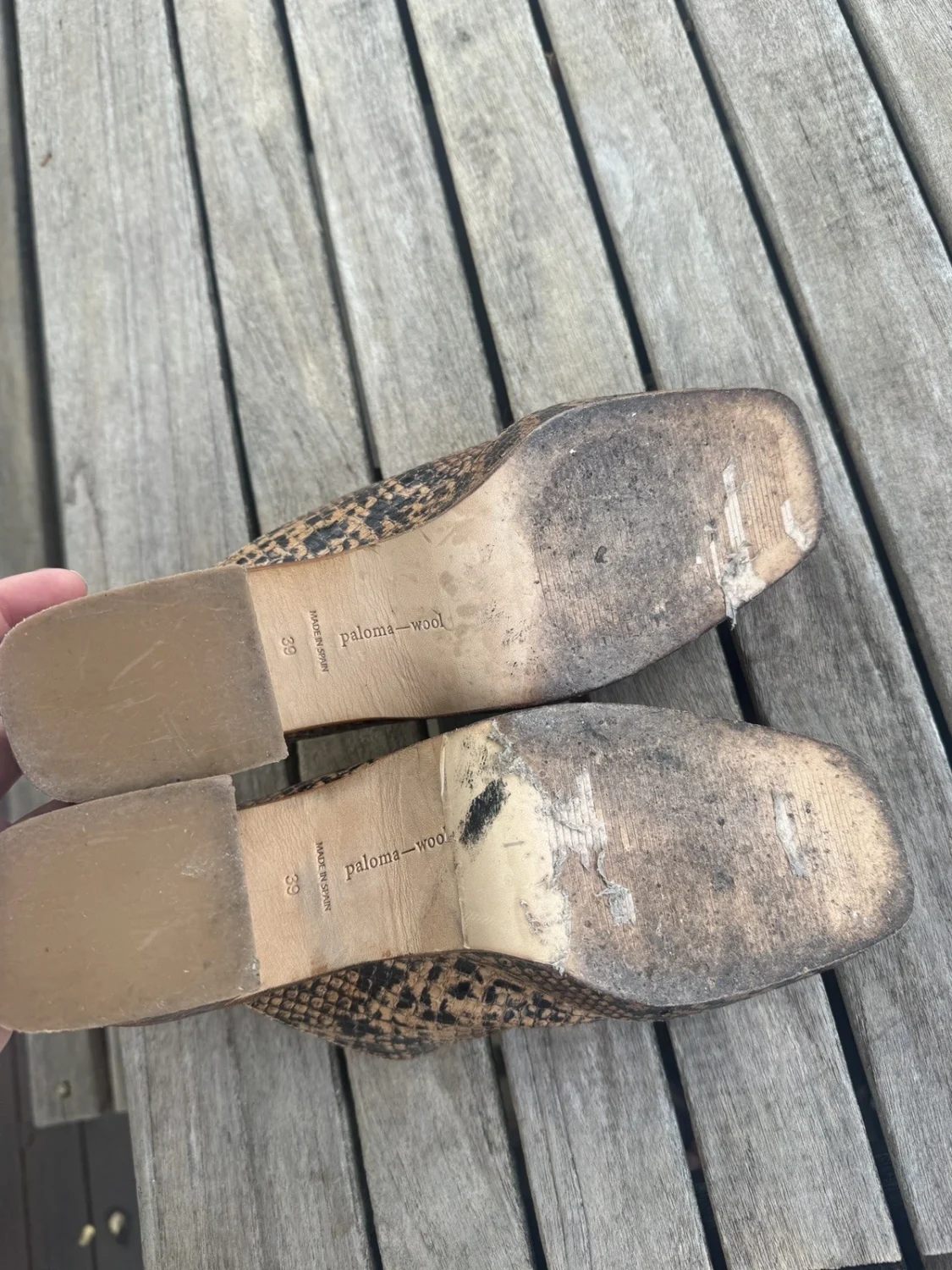 Paloma Wool Mules 39 Snakeskin boots heels chunky