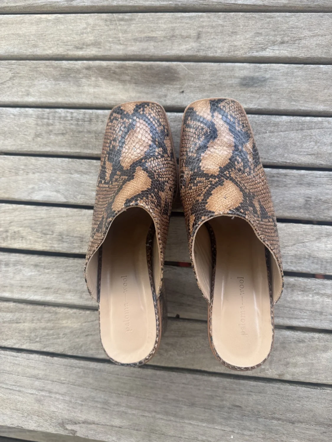 Paloma Wool Mules 39 Snakeskin boots heels chunky