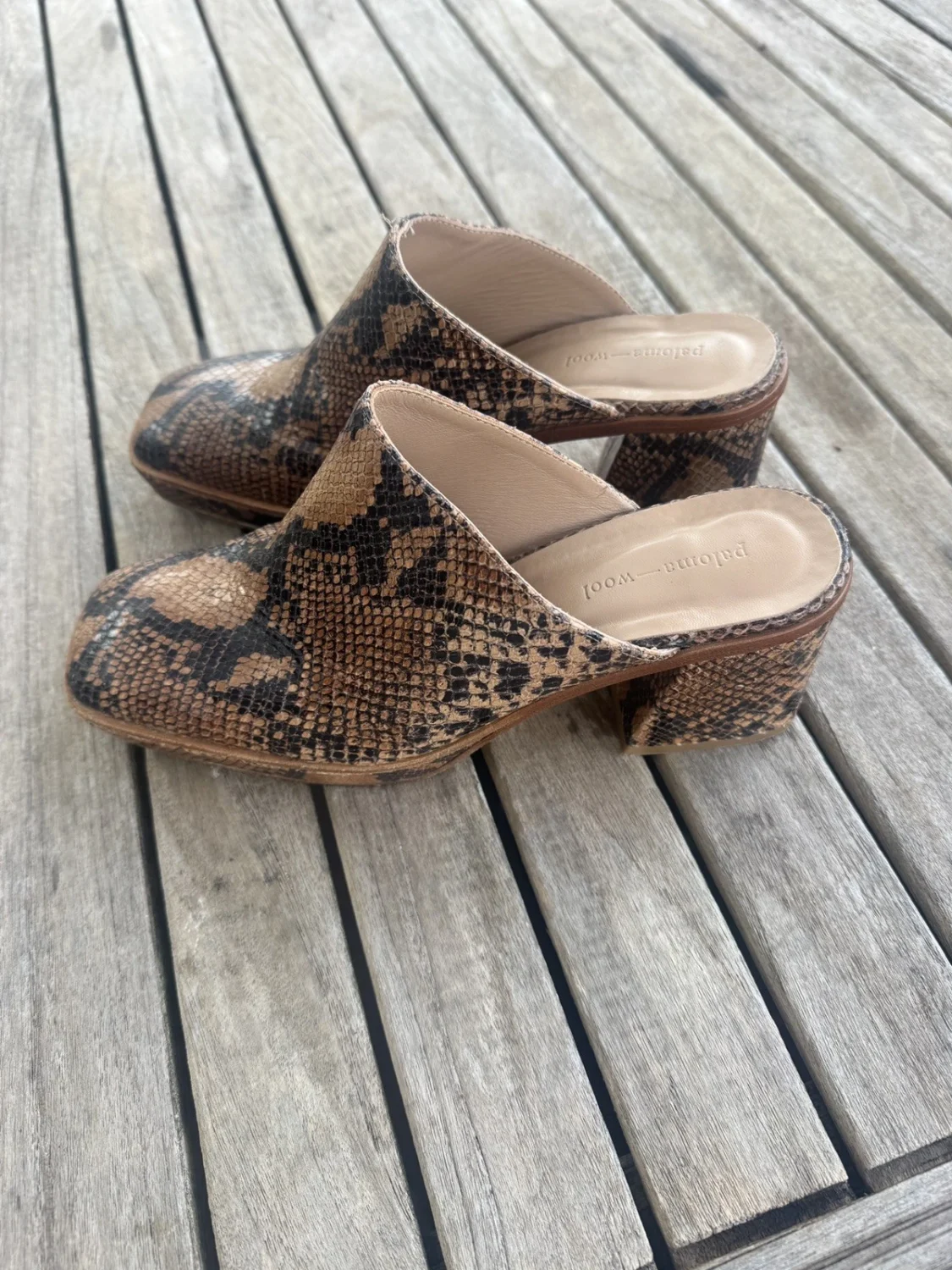 Paloma Wool Mules 39 Snakeskin boots heels chunky