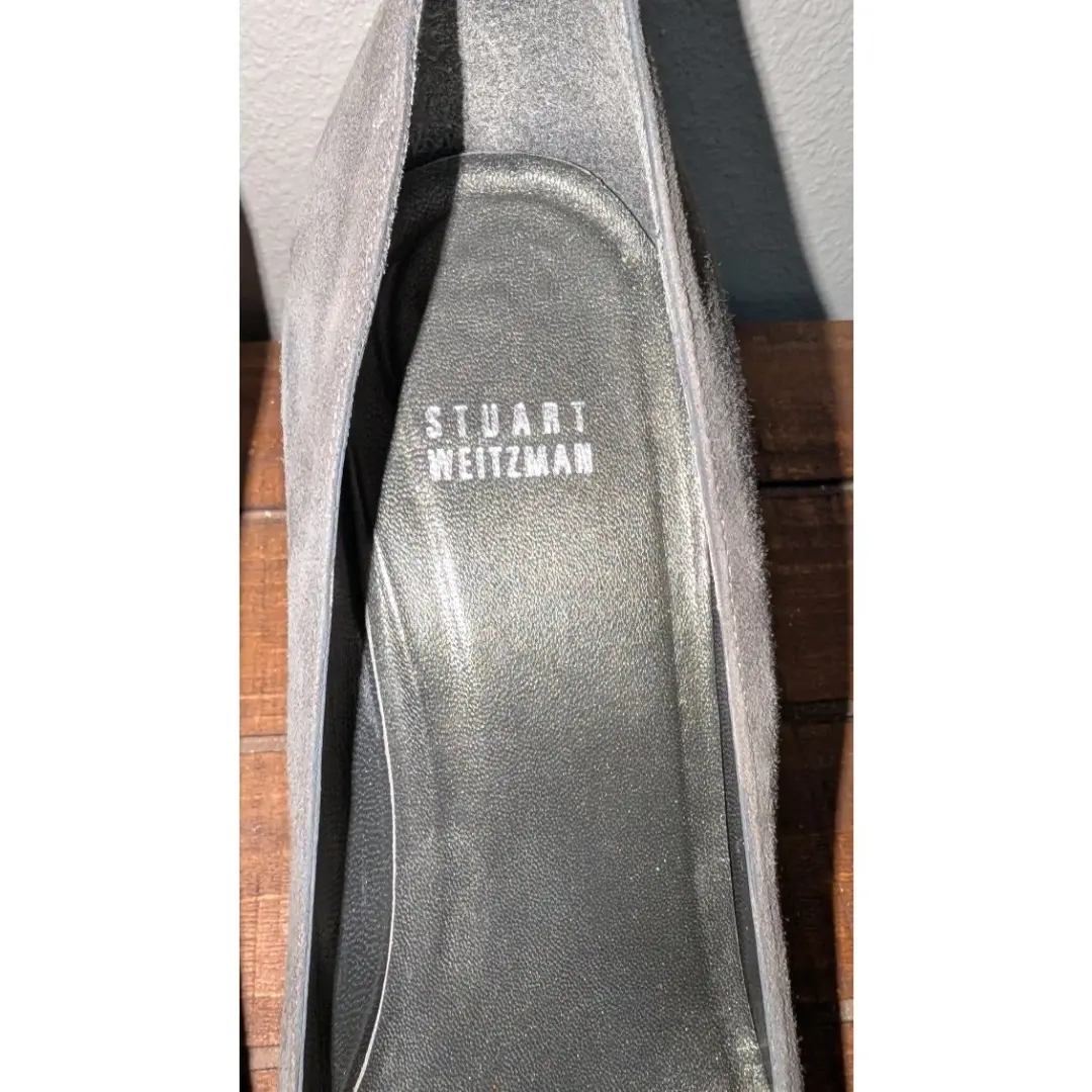 女式 Stuart Weitzman 灰色麂皮绒露趾高跟鞋 8 M 码 -