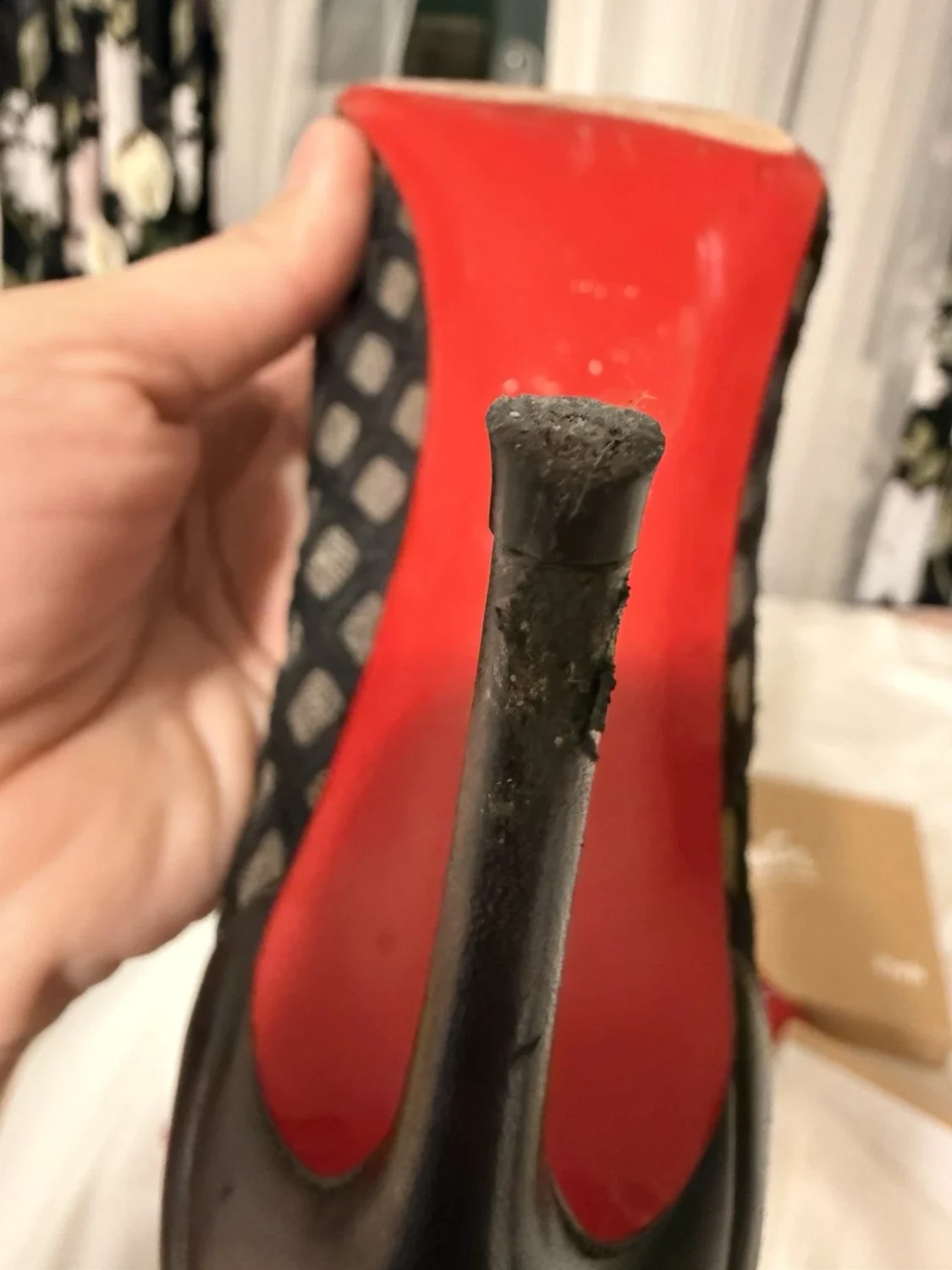 Christian Louboutin 黑色皮革网眼尖头细高跟鞋 EU 38.5-