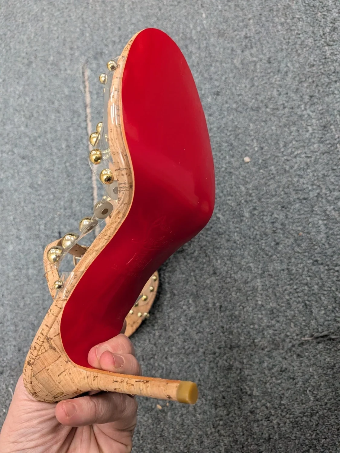 Christian Laboutin Faridaravie 踝带凉鞋 鞋跟 串珠 38 美国 7.5-