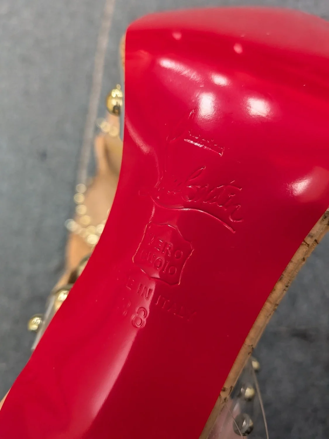 Christian Laboutin Faridaravie 踝带凉鞋 鞋跟 串珠 38 美国 7.5-
