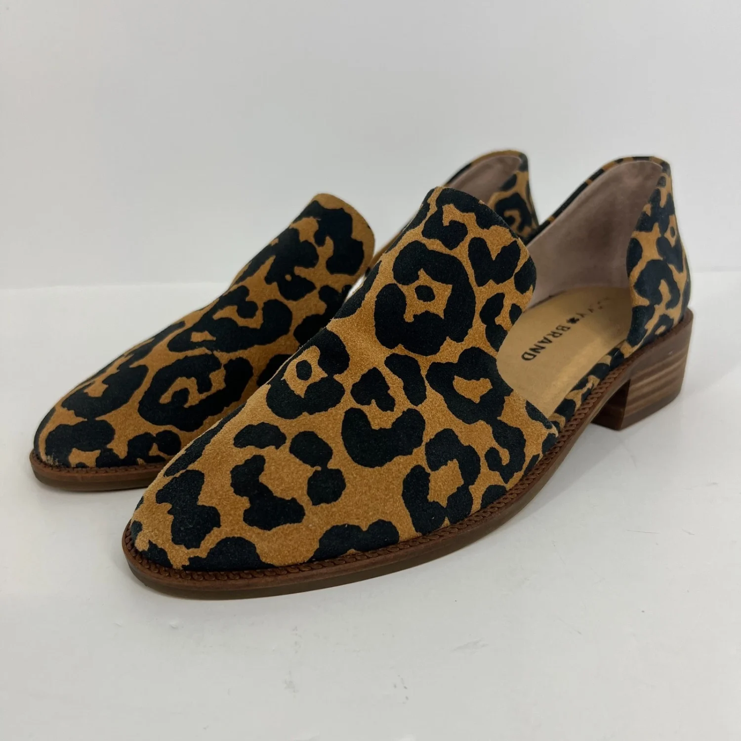Lucky Brand Gennifa 泵懒人鞋女式 6.5M/37 码天然棕褐色黑色豹纹-
