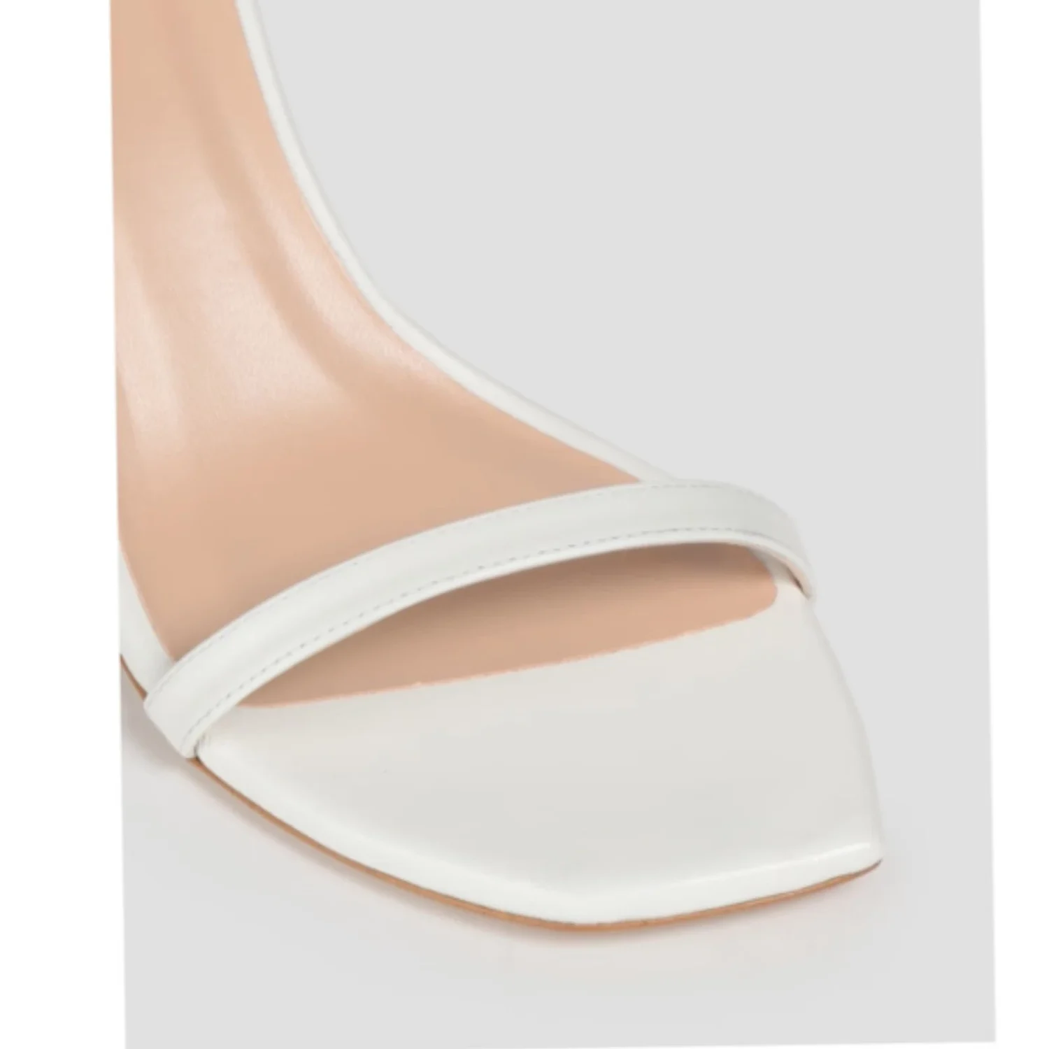 Stuart Weitzman Amelina白色皮革踝带高跟鞋方头女式9.5码-