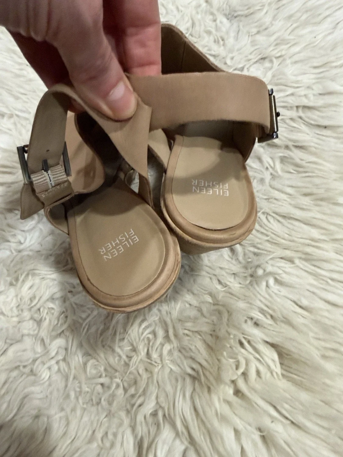 EILEEN FISHER Glance 天然 Vachetta 皮革露趾露跟短靴 10-