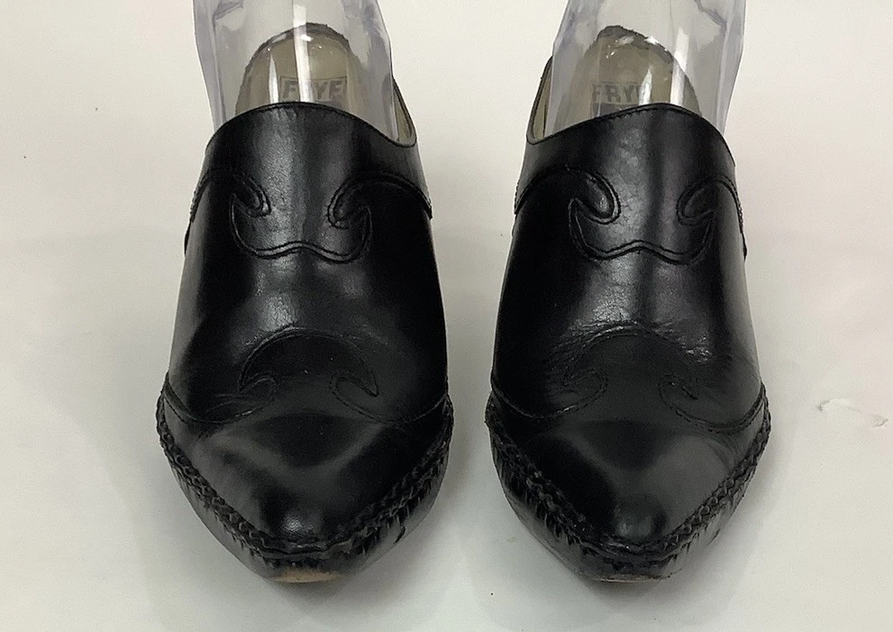 Frye 女式 9 码凤凰牛仔靴西部波西米亚刺绣黑色穆勒鞋 CD-