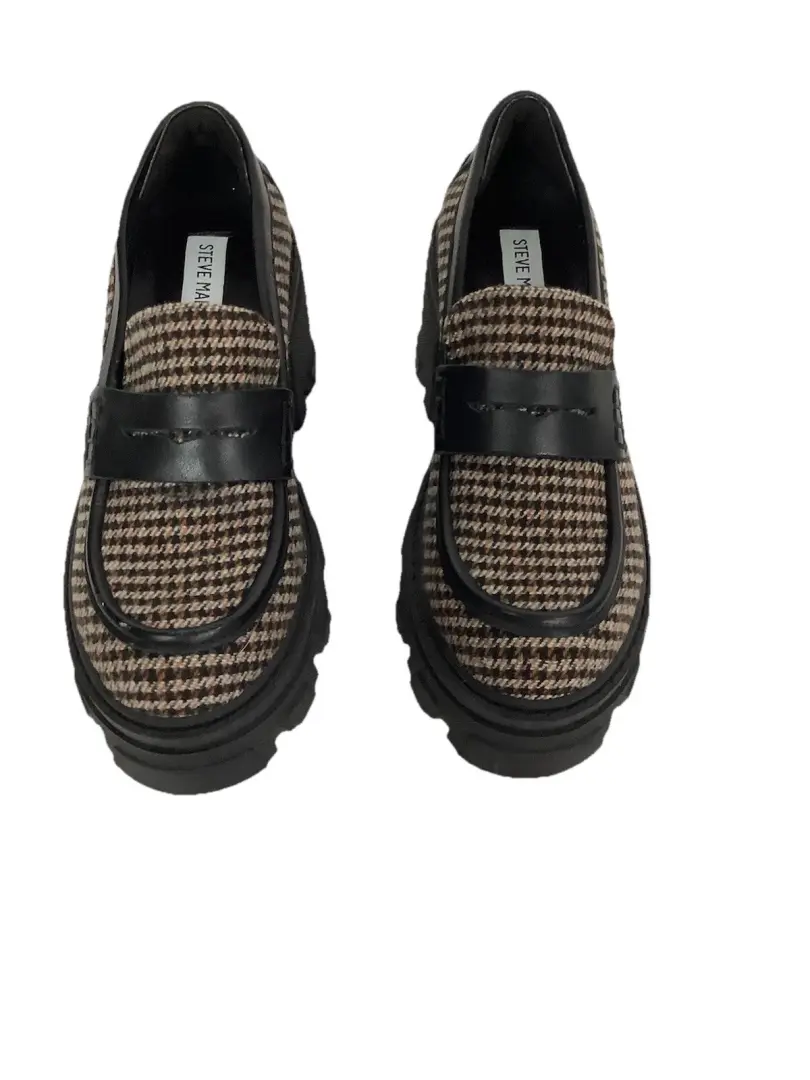 Steve Madden 尺寸 8 Y2K Look Chunky Platform Houndstooth 印花便士乐福鞋 CD-