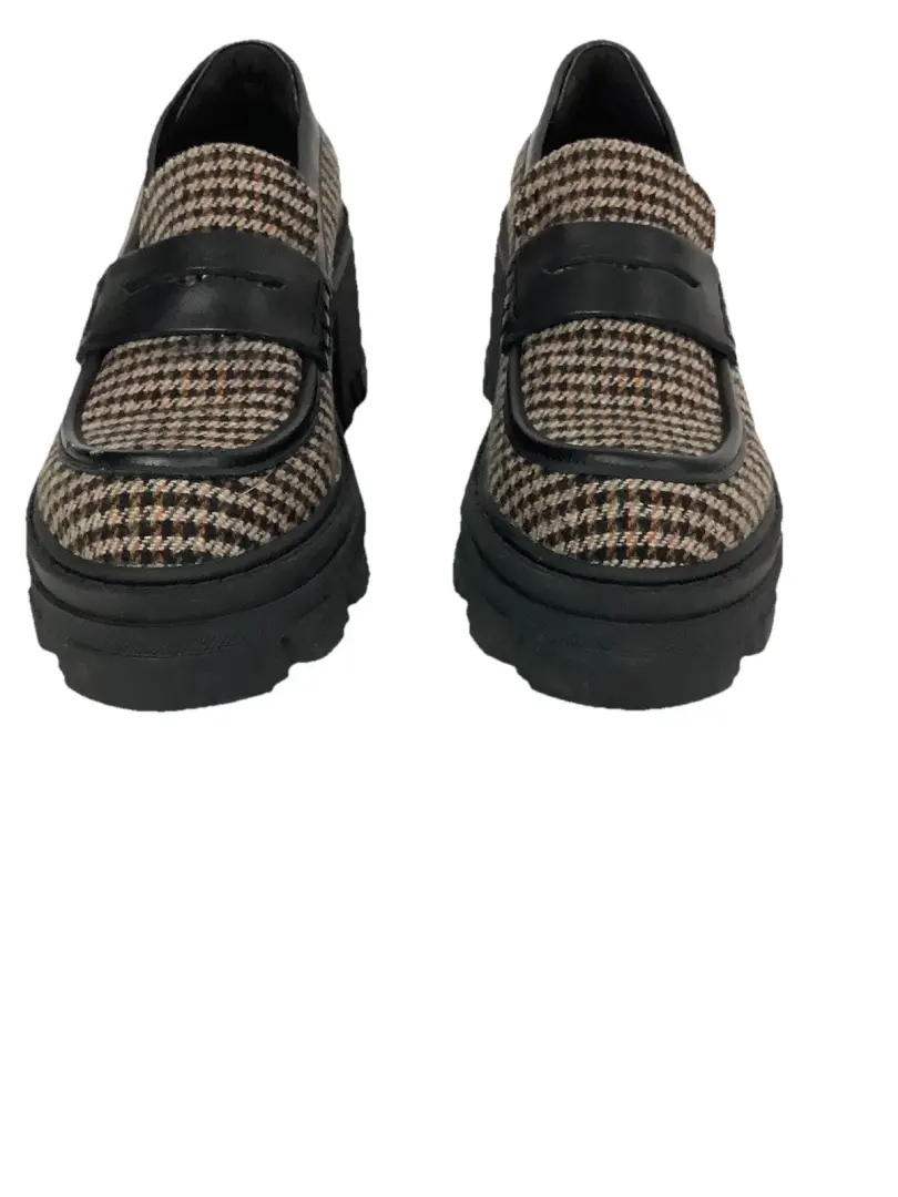 Steve Madden 尺寸 8 Y2K Look Chunky Platform Houndstooth 印花便士乐福鞋 CD-
