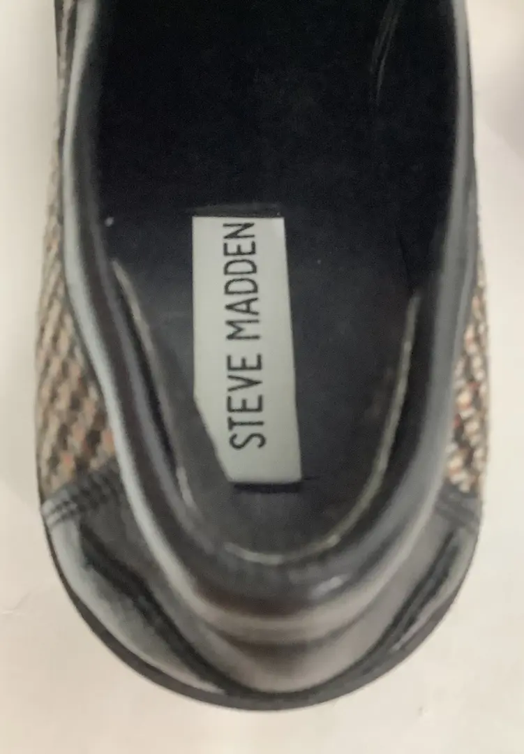 Steve Madden 尺寸 8 Y2K Look Chunky Platform Houndstooth 印花便士乐福鞋 CD-