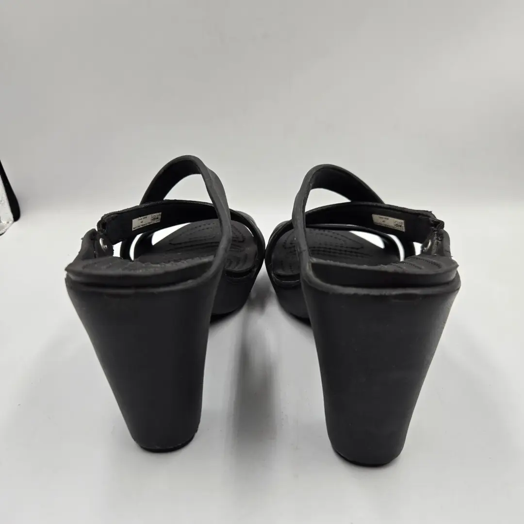 Crocs Cyprus IV 凉鞋 14558-060 黑色高跟鞋一脚蹬十字纹 WMS 8US-